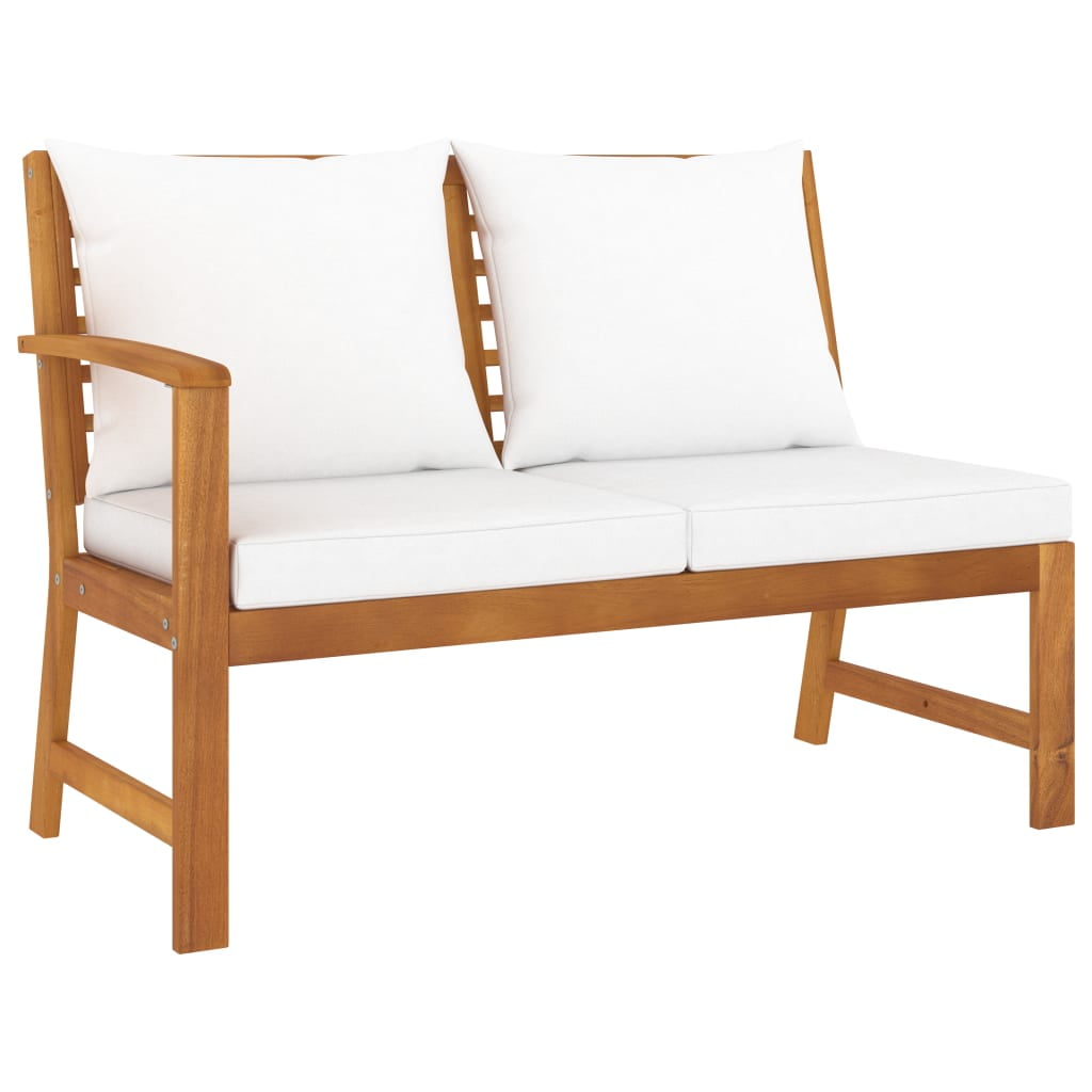 vidaXL 4 Piece Patio Lounge Set with Cushion Cream Solid Acacia Wood