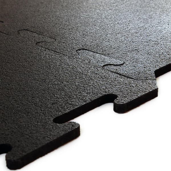 GMats Black 24 in. W x 24 in. L Rubber Gym Interlocking Flooring Tile (Case of 6) (23.28 sq. ft.)