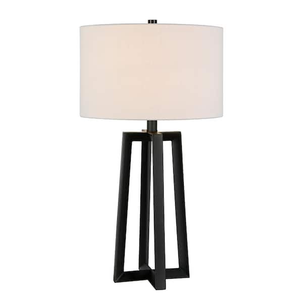 Helena 24 in. Blackened Bronze Table Lamp with Fabric Shade