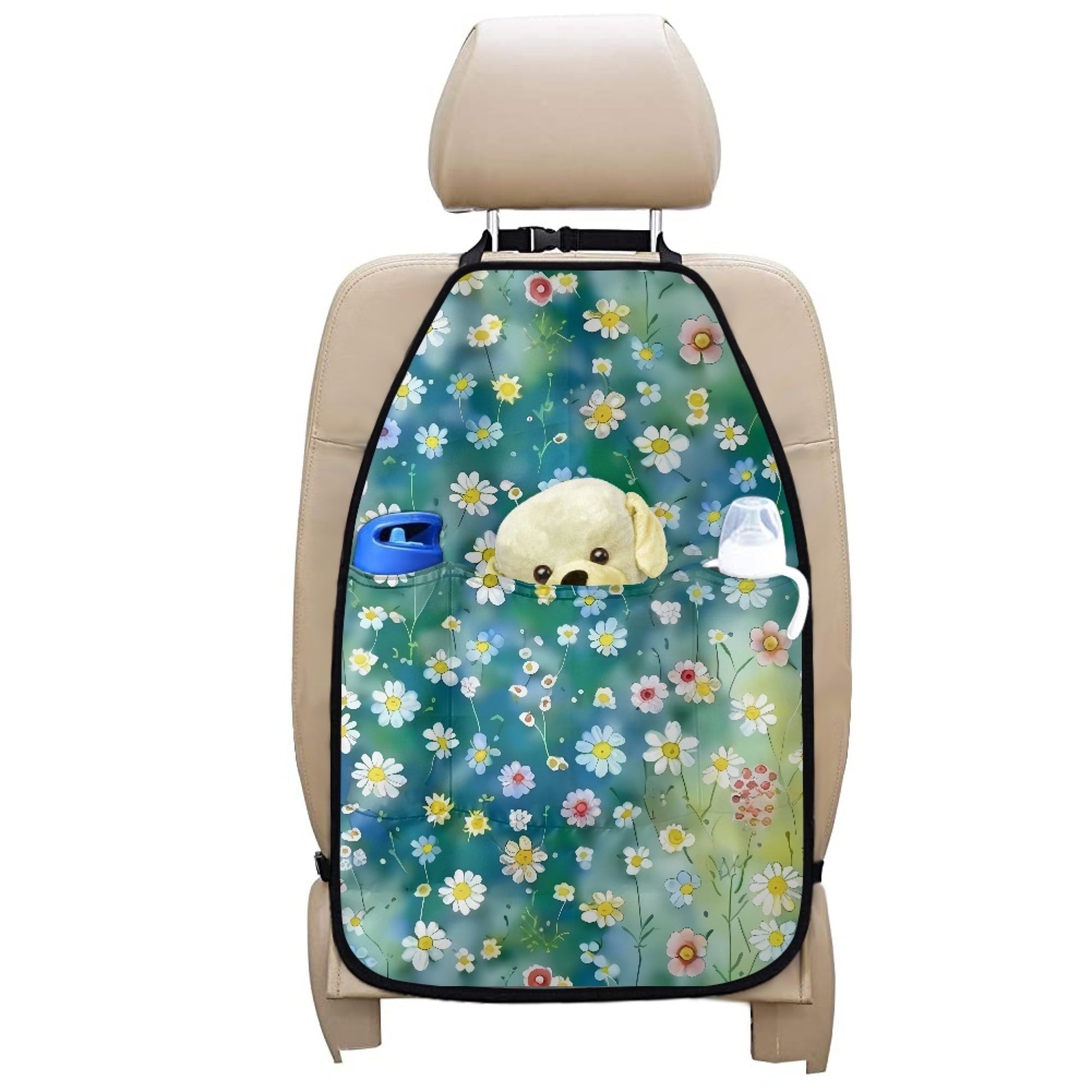 NYZNIA Floral Print Car Seat Back Protector Kick Mat for Cars, Trucks, SUVs.