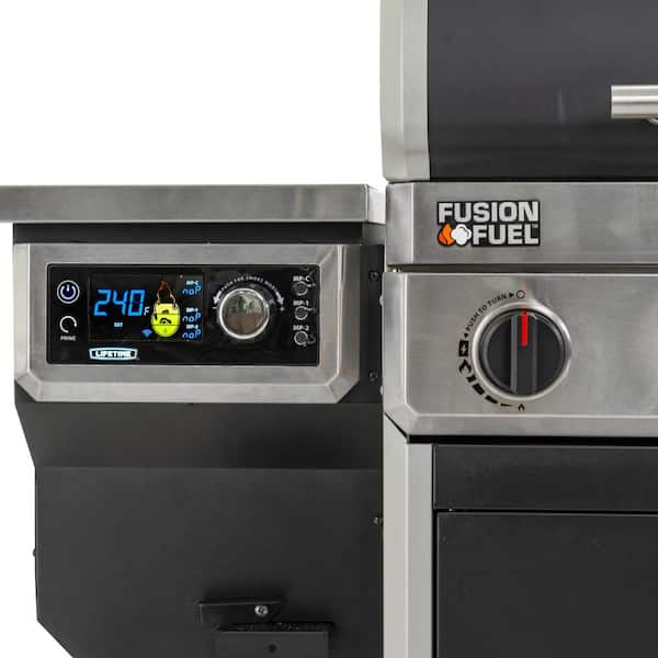 4-Burner Gas Grill and Pellet Smoker Combo in Black