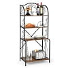 Costway 4-Tier Kitchen Bakers Rack Microwave Storage Rack Brown