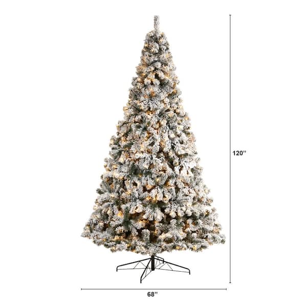 10 ft. Flocked West Virginia Fir Artificial Christmas Tree with 800 Clear LED Lights and 1680 Tips
