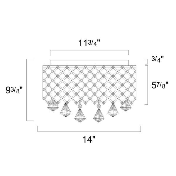 Clara 4-Lights Antique Copper Glam Flush Mount with Lattice Drum Shade and Clear Glass Hanging Crystals