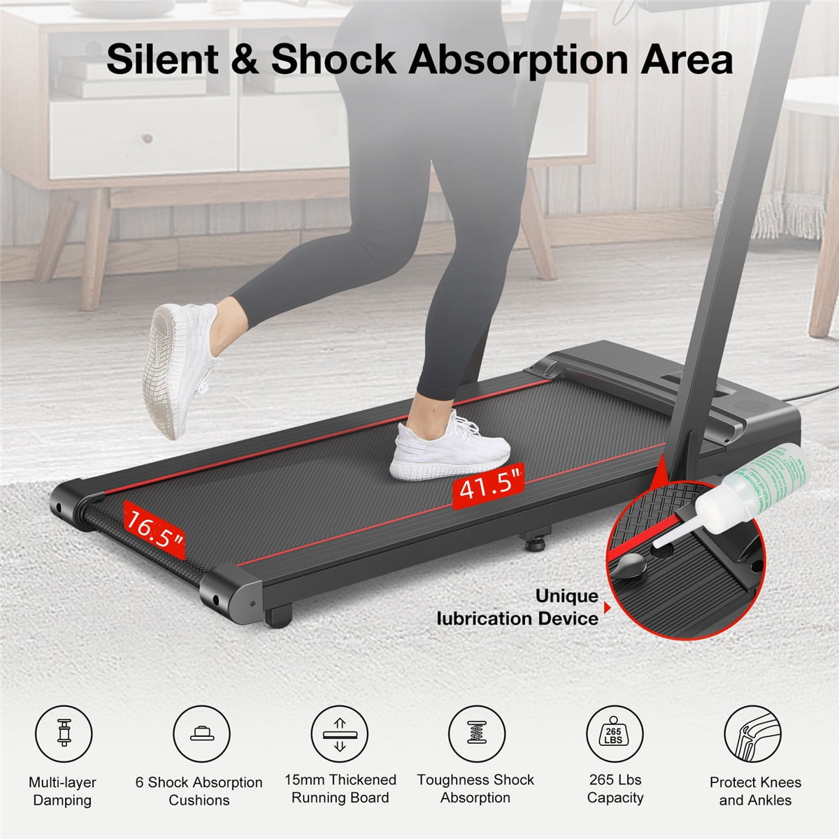 GEEMAX 3.0HP 2 in 1 Dual Display Folding Treadmill Under Desk Treadmill W/APP and 12 Pre-Set Fitness Exercise Programs & Remote Control Electric Treadmill Jogging Machine , 265 lb Capacity 0.6-7.5MPH