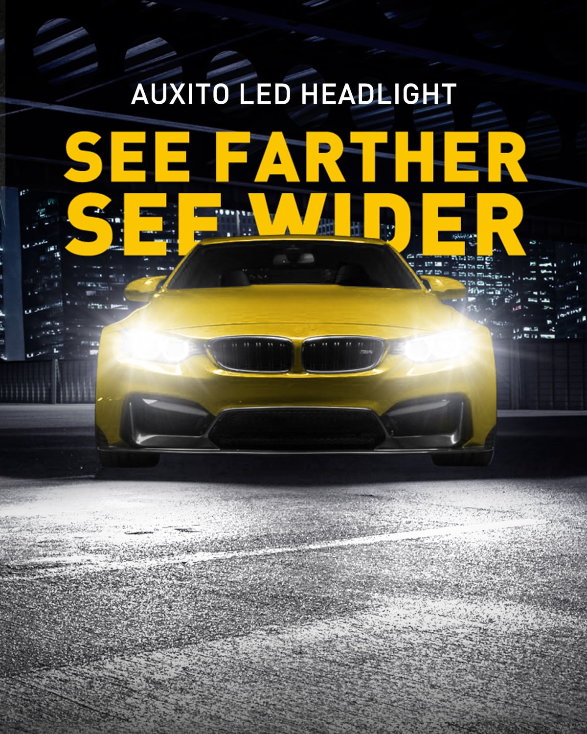 AUXITO 9006 LED Headlight Bulbs, 12000LM Per Set 6500K Xenon White HB4 Wireless 9006 Low Beam Headlight Bulb, Pack of 2