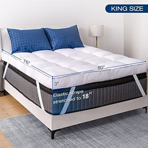 Mattress Topper King Size Cooling Plush Pillow Top Mattress Pad Feather Bed Topp