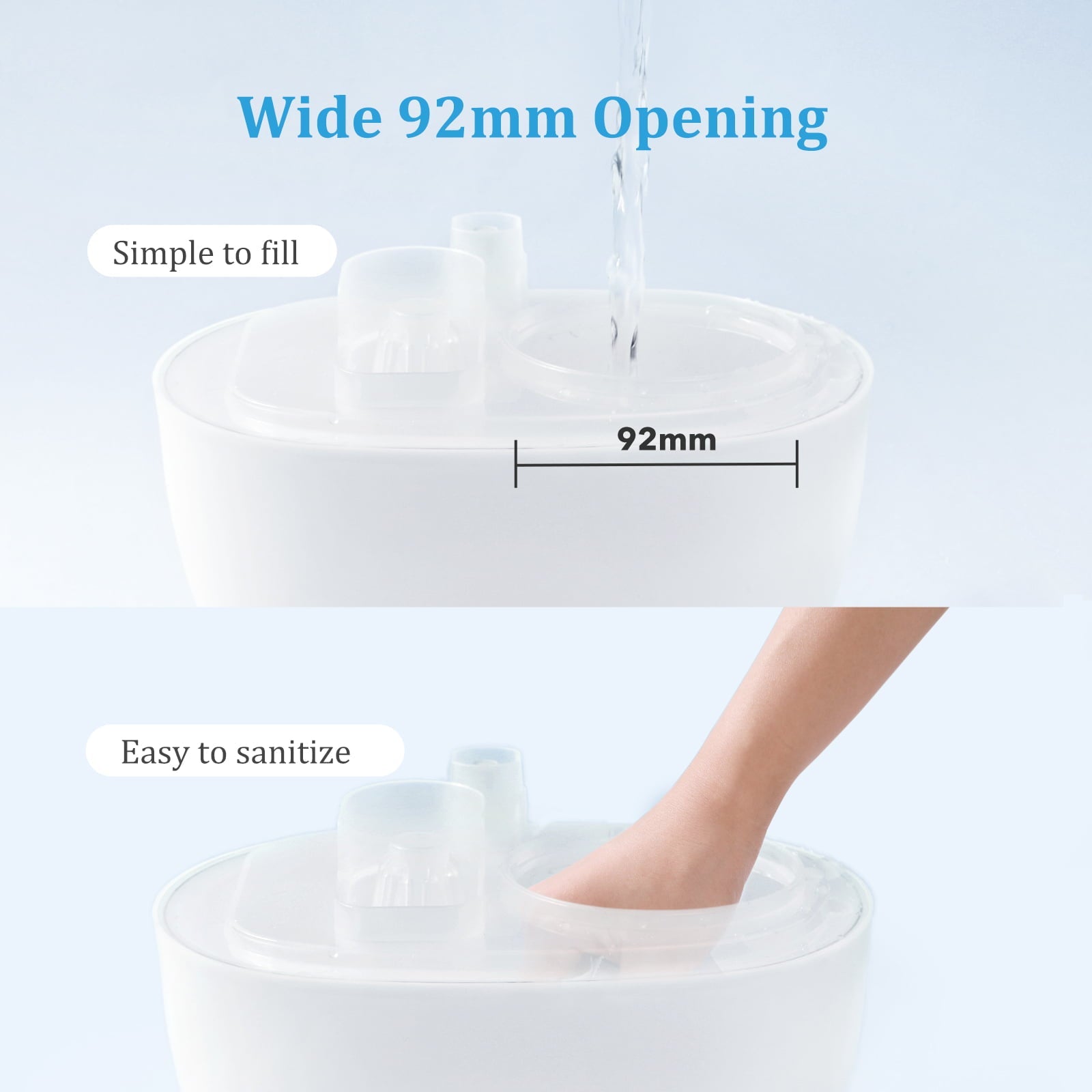 TaoTronics Humidifiers, 2.5L Ultrasonic Cool Mist Humidifier, 26dB Whisper Quiet Essential Oil Diffuser with Night Light for Baby Room, Nursery, Bedroom, Home, Office, White