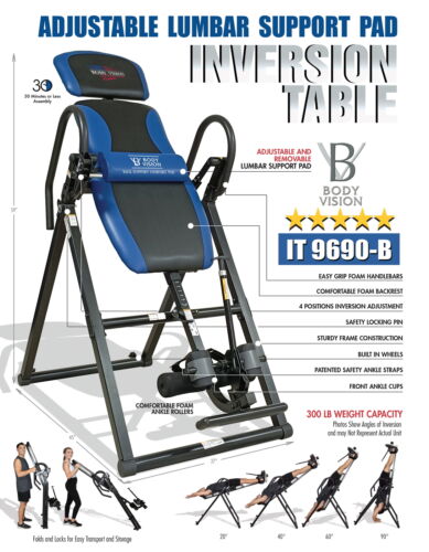 IT 9690B Deluxe Heavy Duty Therapeutic Inversion Table 300lb Weight Capacity