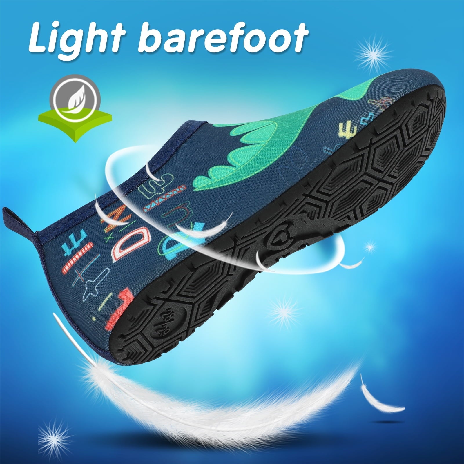 VIFUUR Kids Water Shoes Girls Boys Quick Dry Aqua Socks for Beach Swim Outdoor Sports BigDinosaur