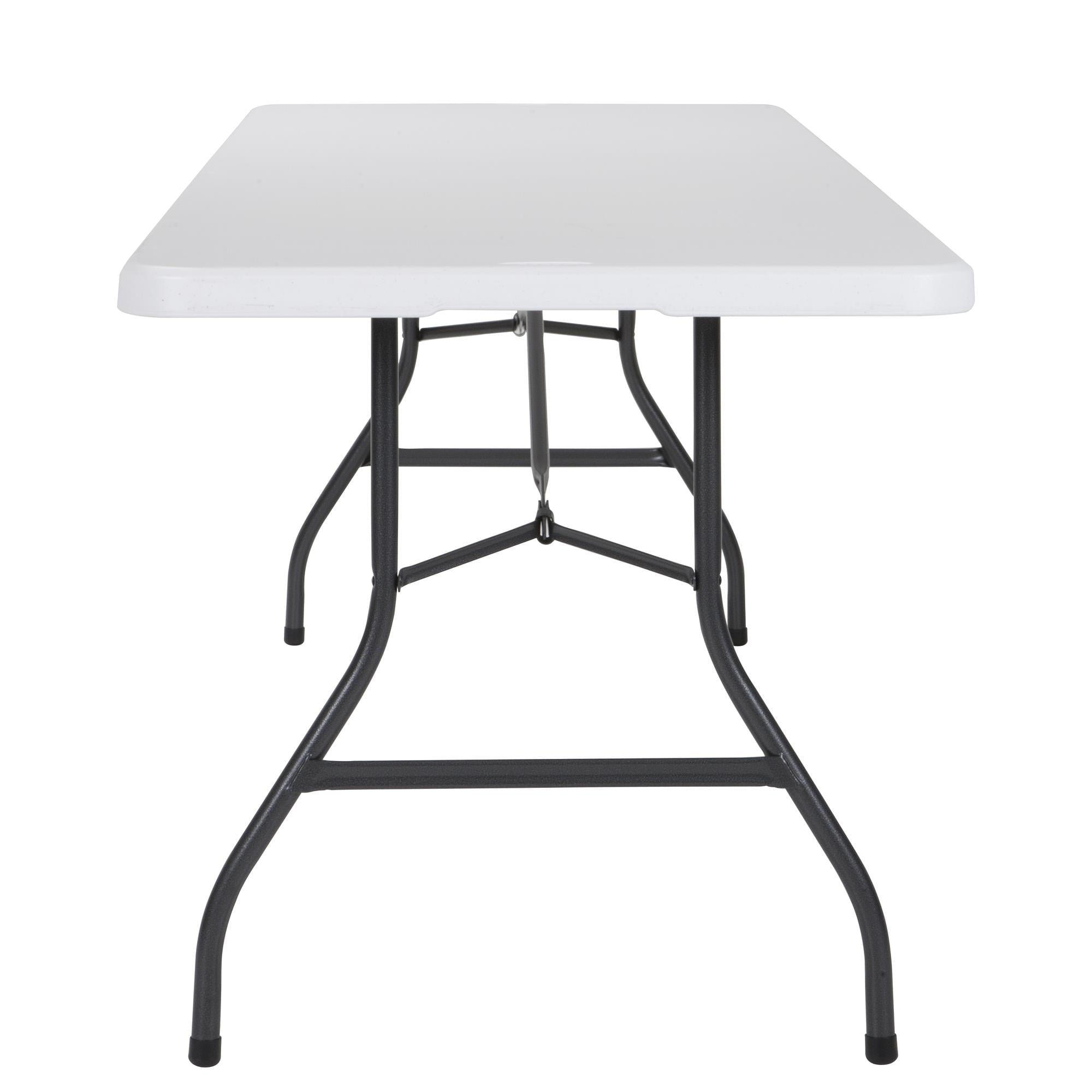 COSCO Deluxe 8 foot x 30 inch Fold-in-Half Blow Molded Folding Table, White