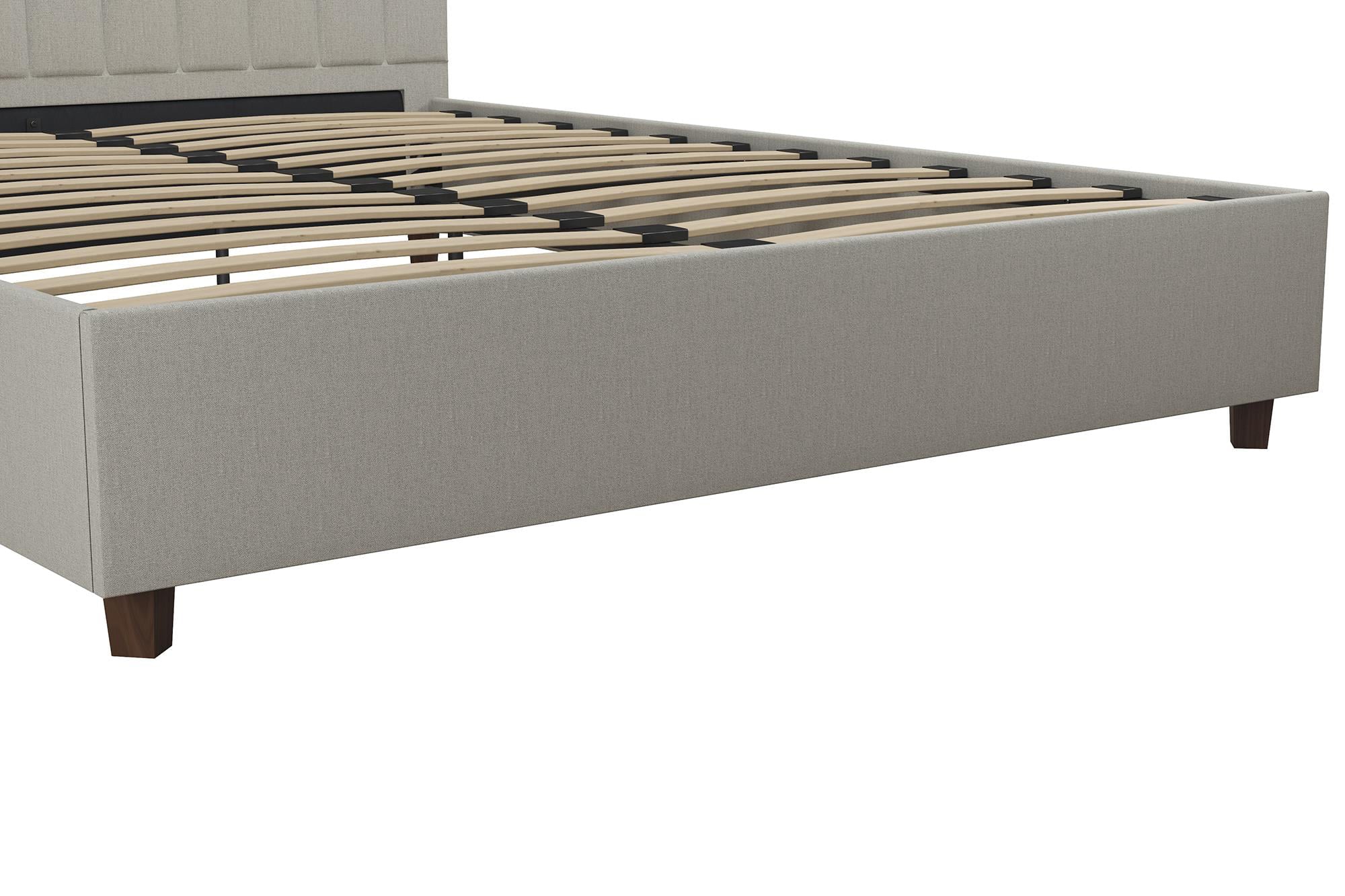 Novogratz Brittany Upholstered Bed, Queen, Gray Linen