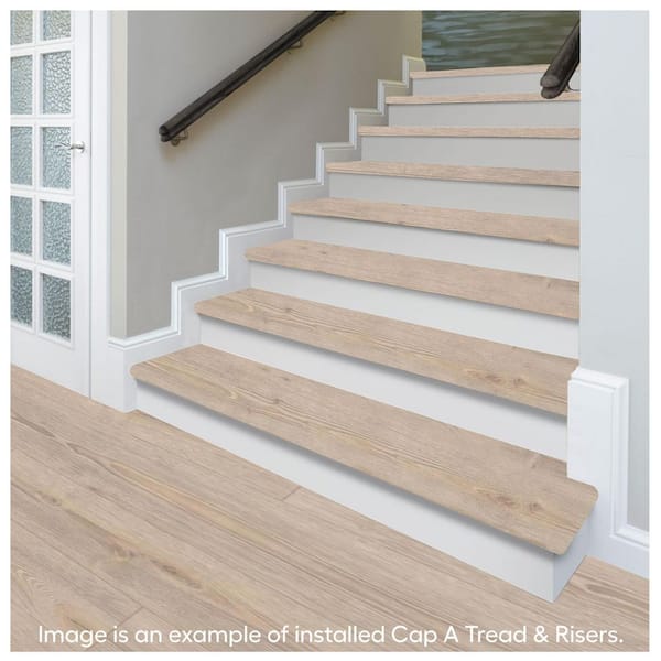 Cradle Rock Oak/Graceland Oak/Oak Knoll 47in.Lx12.15in.Wx1.69in.T Laminate Stair Tread and Reversible Riser Kit Adhesive