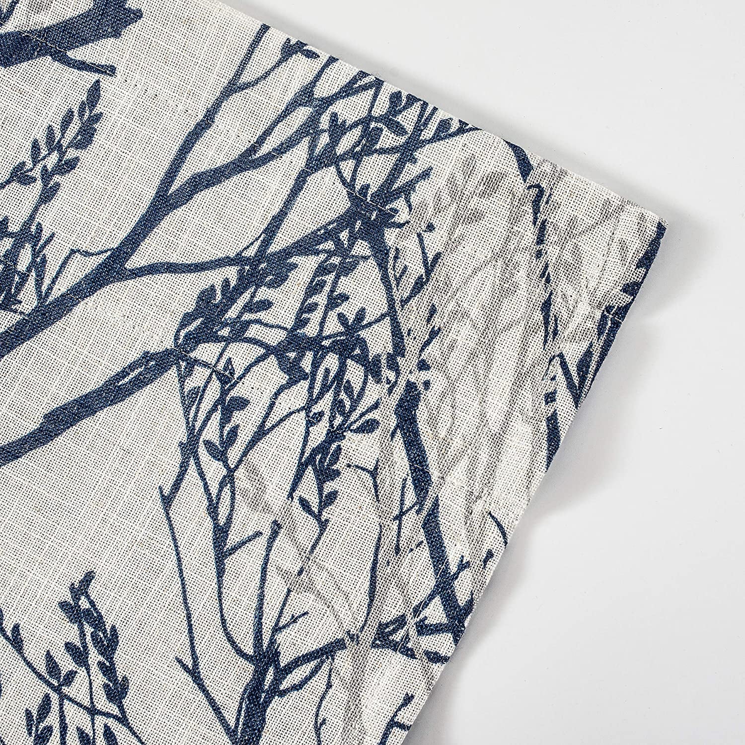 DriftAway Tree Branch Linen Blend Abstract Ink Printing Lined Thermal Insulated Window Curtain Valance Rod Pocket 52 Inch by 24 Inch Plus 2 Inch Header Blue