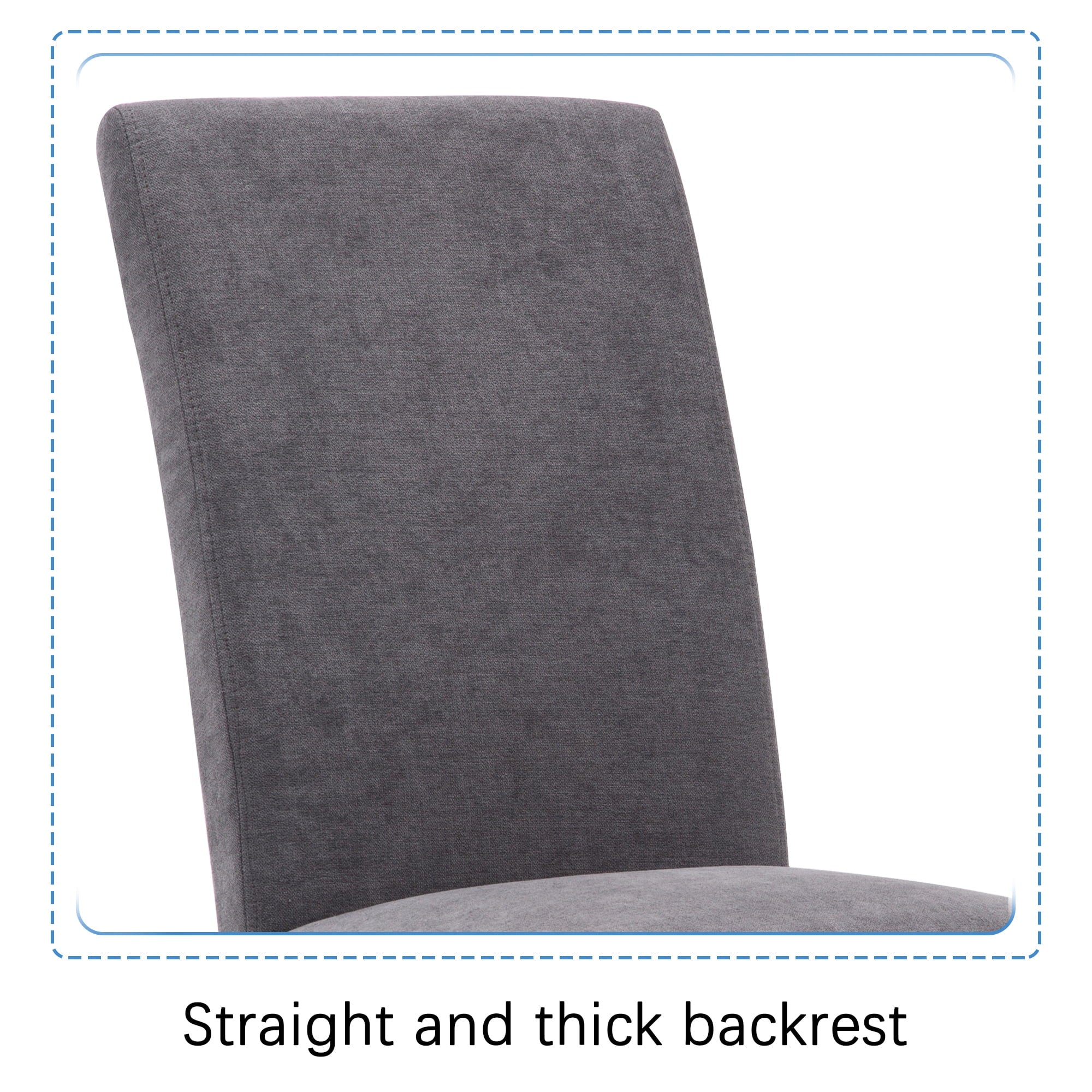 Fabric Upholstered Dining Chair with Silver Nailhead Trim in Gray, Set of 2