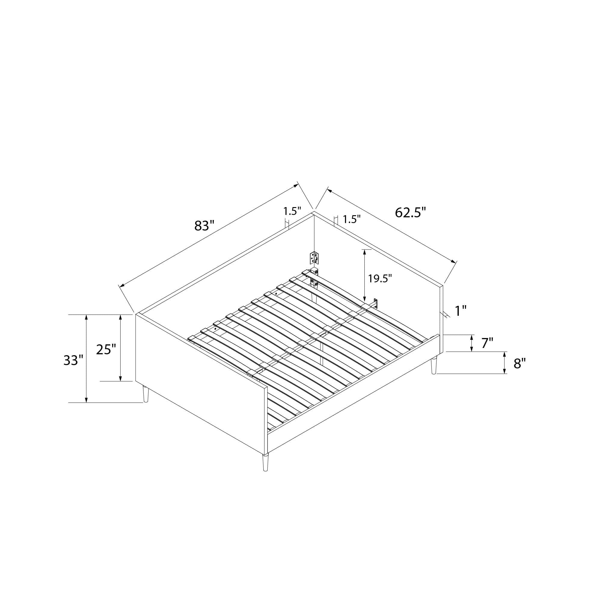 DHP Franklin Mid-Century Upholstered Daybed Frame, Gray Linen, Queen