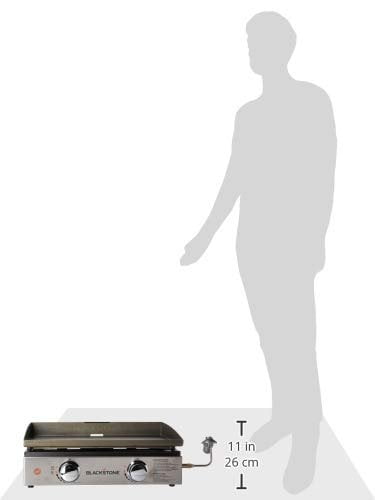 Tabletop Grill - 22 Inch Portable Gas Griddle - Propane Fueled - 2 Adjustable Burners - Rear Grease Trap - For Outdoor Cooking While Camping, Tailgating or Picnicking - Black