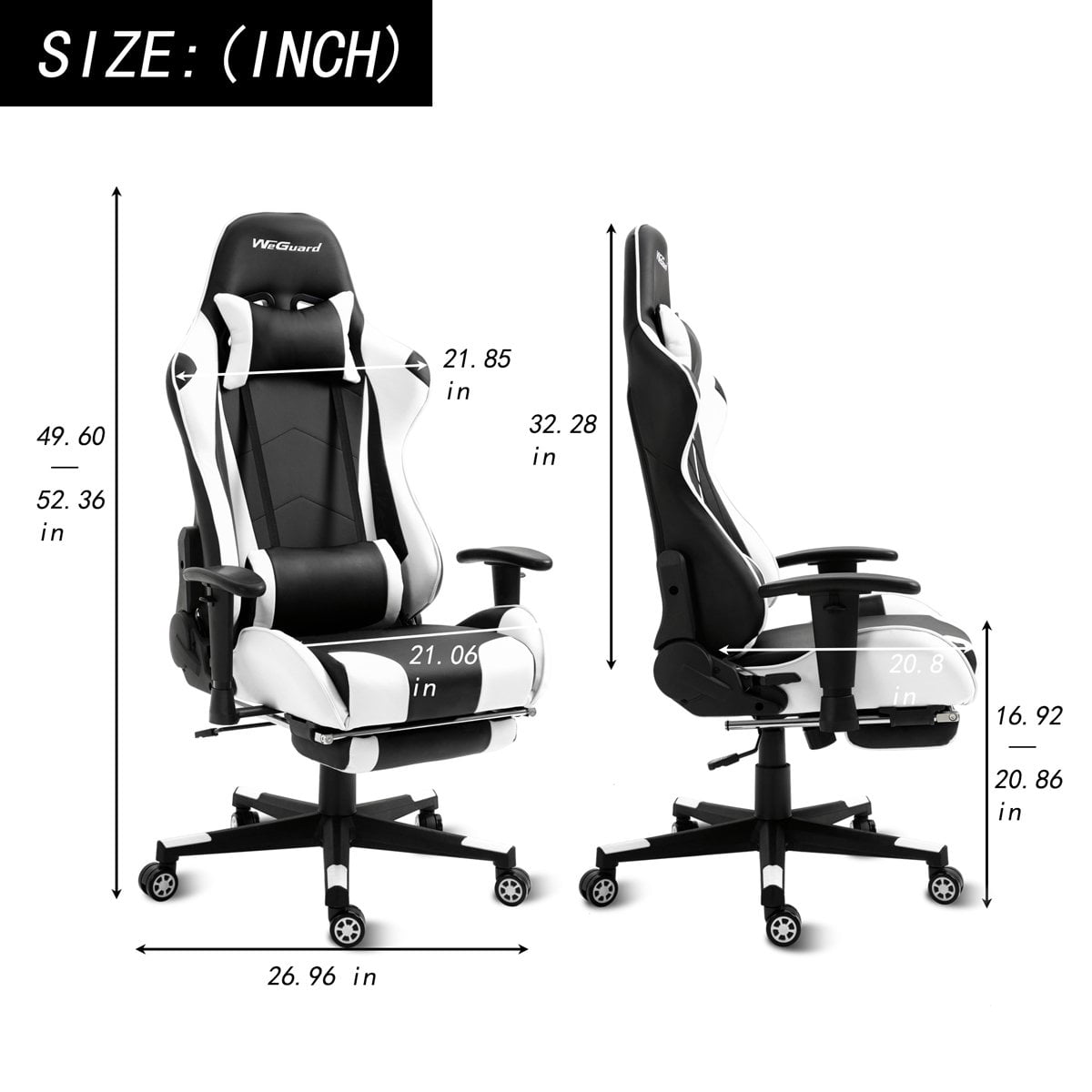 Gaming Chair with Footrest and Ergonomic Lumbar Massage Pillow PU Leather Office Chair