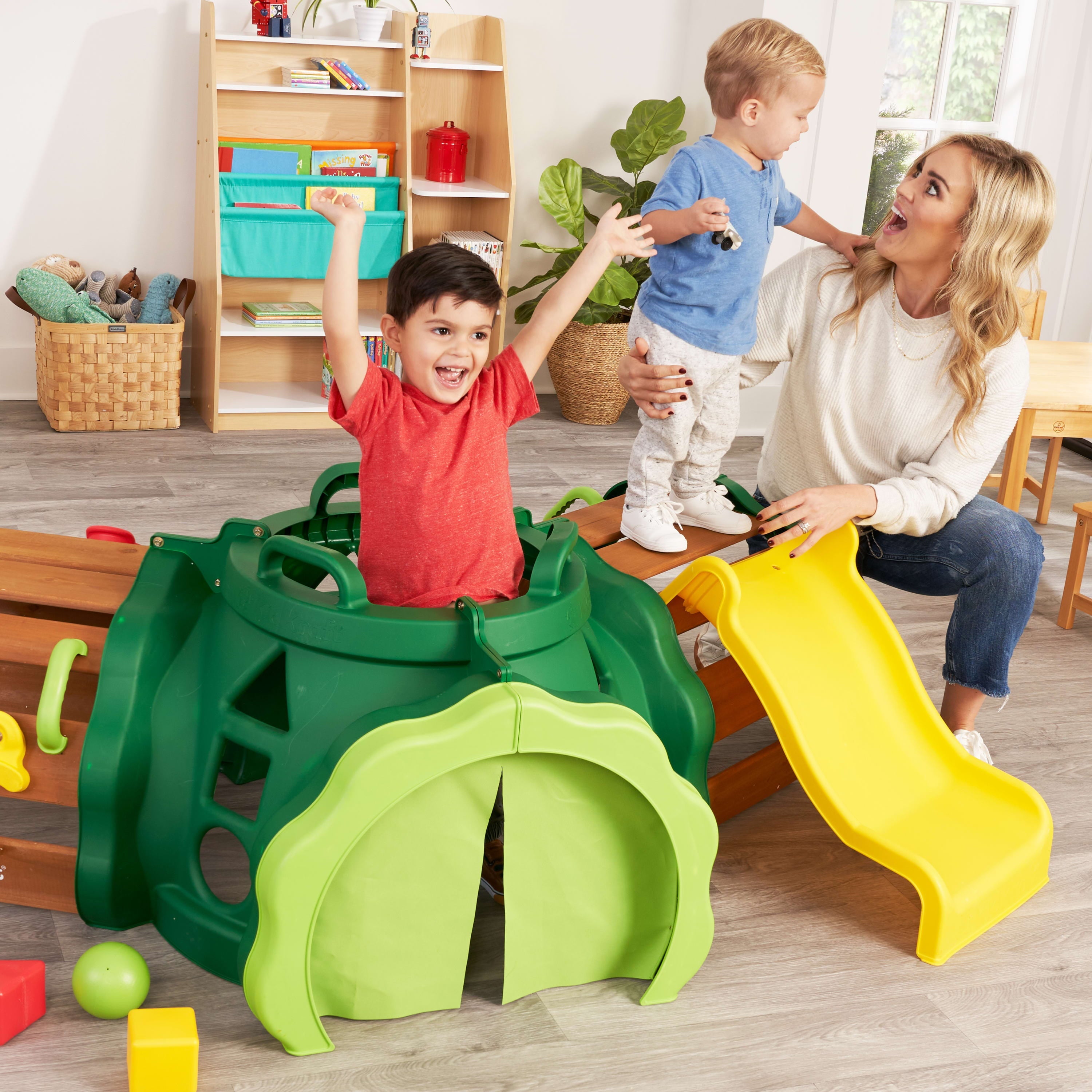 KidKraft Hideout Hollow Toddler Climber with Slide and Peek-a-Book Flap