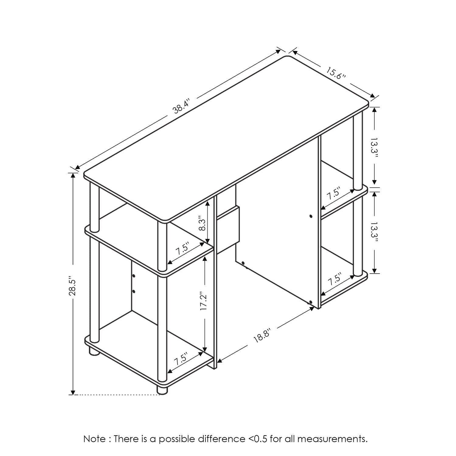 Furinno JAYA Compact Computer Study Desk, French Oak Grey/Black