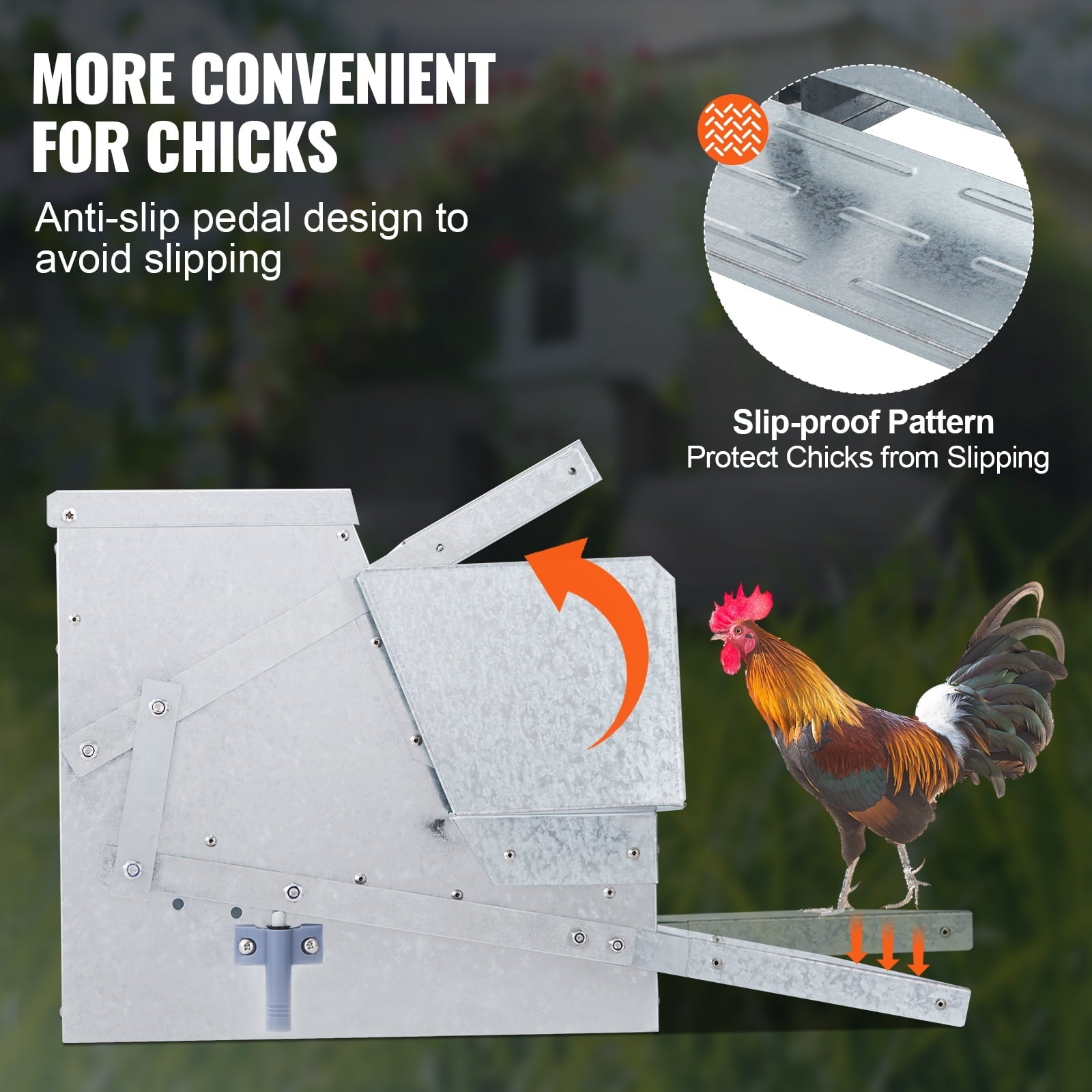 BENTISM Automatic Chicken Feeder, 25 lbs Capacity Feeds 10 Chickens up to 11 Days, Galvanized Steel Poultry Feeder with Waterproof Lid, Bird Rat Prevention, for Chickens, Pheasants, or Roosters