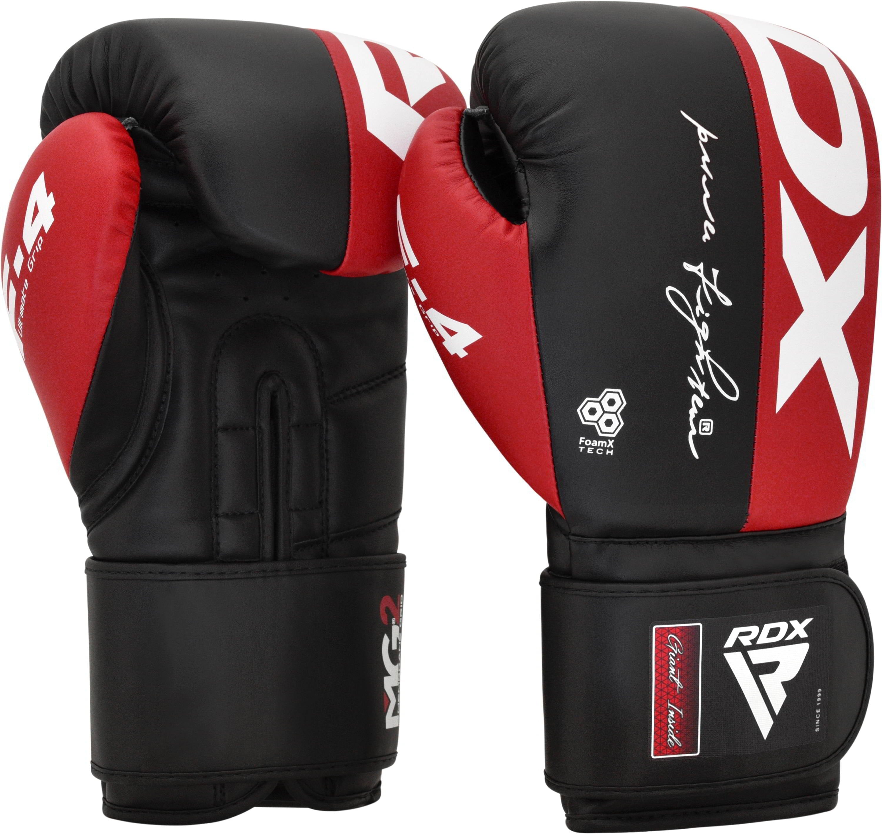 RDX Boxing Gloves Maya Hide Leather, Muay Thai Kickboxing MMA Sparring Training, Advanced TAKKA Closure, Max-Shock Padding, Punch Bags Speed Ball Focus Pads Workout, Men Women 10 12 14 16oz