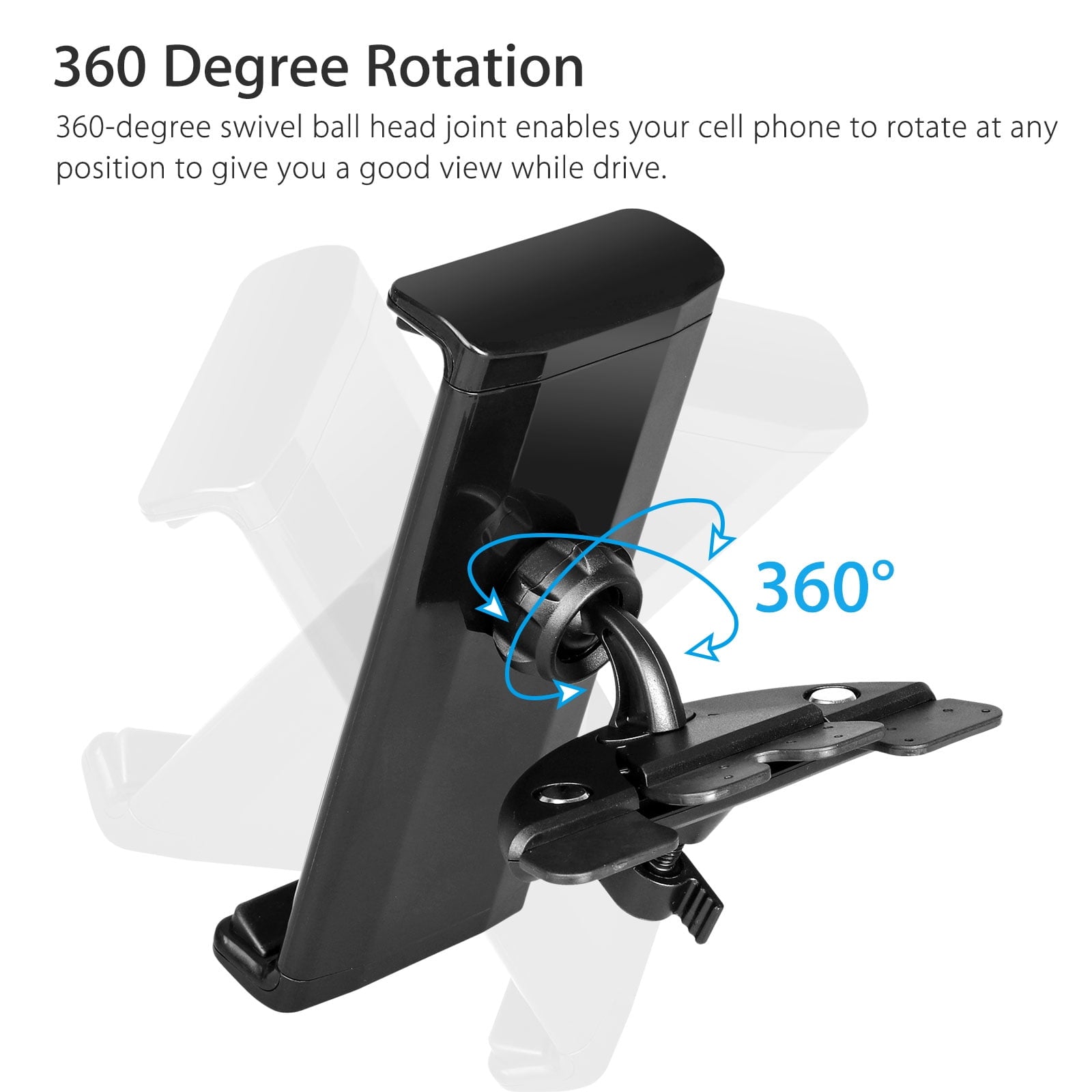 Tablet Car Mount, TSV Universal Car CD Slot Mount, 360degree Rotation Adjustable CD Player Holder Fit for 8-10