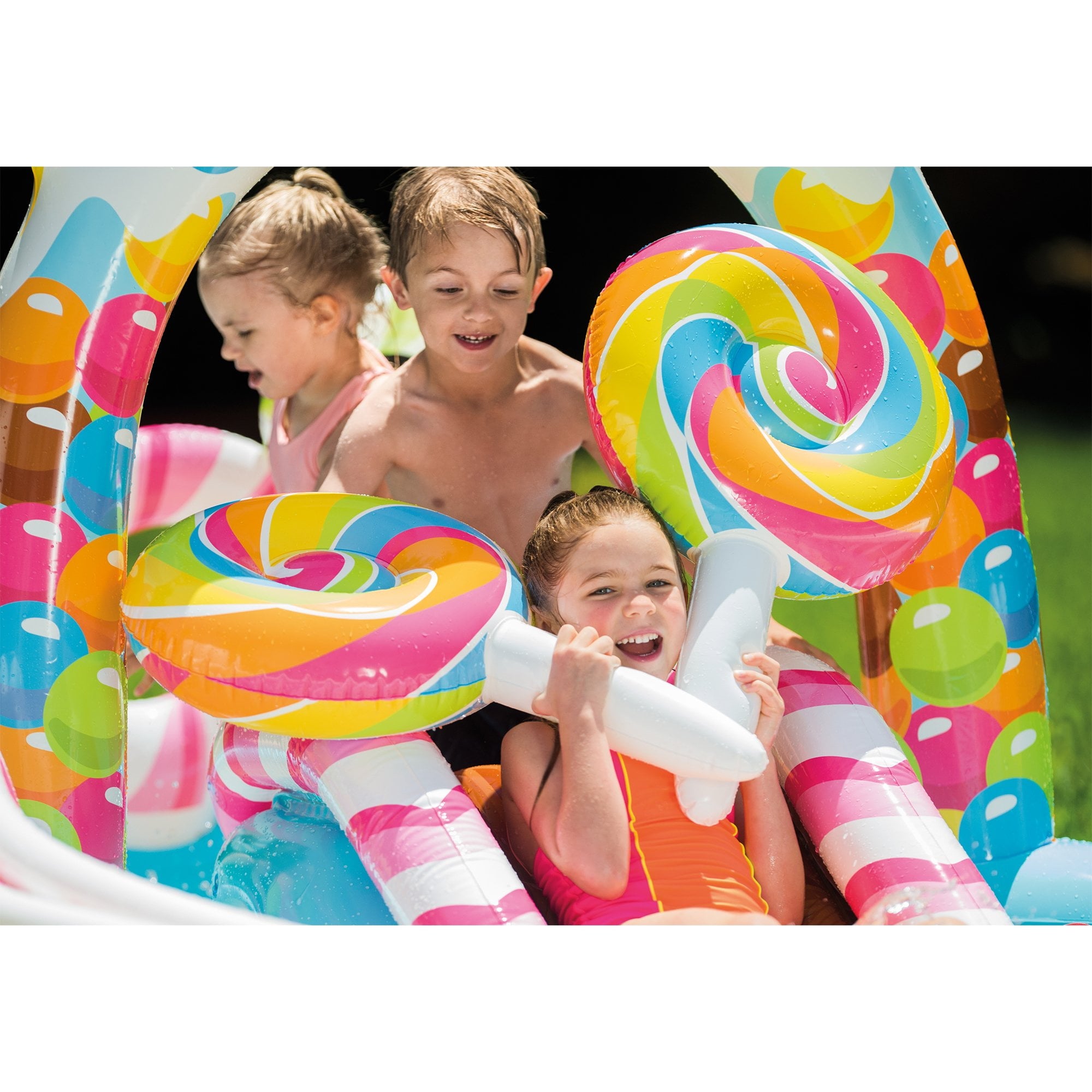 Intex 120V Quick Fill Electric Air Pump & 9ft x 51in Kids Inflatable Candy Pool