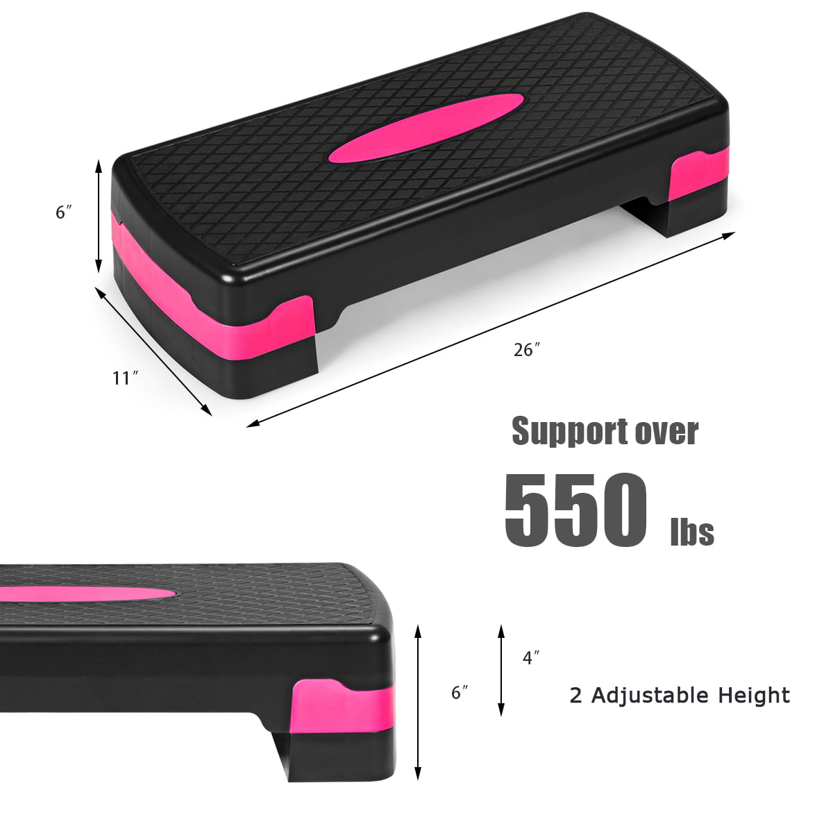 Topbuy Exercise Stepper Height Adjustable Aerobic Step Platform Black