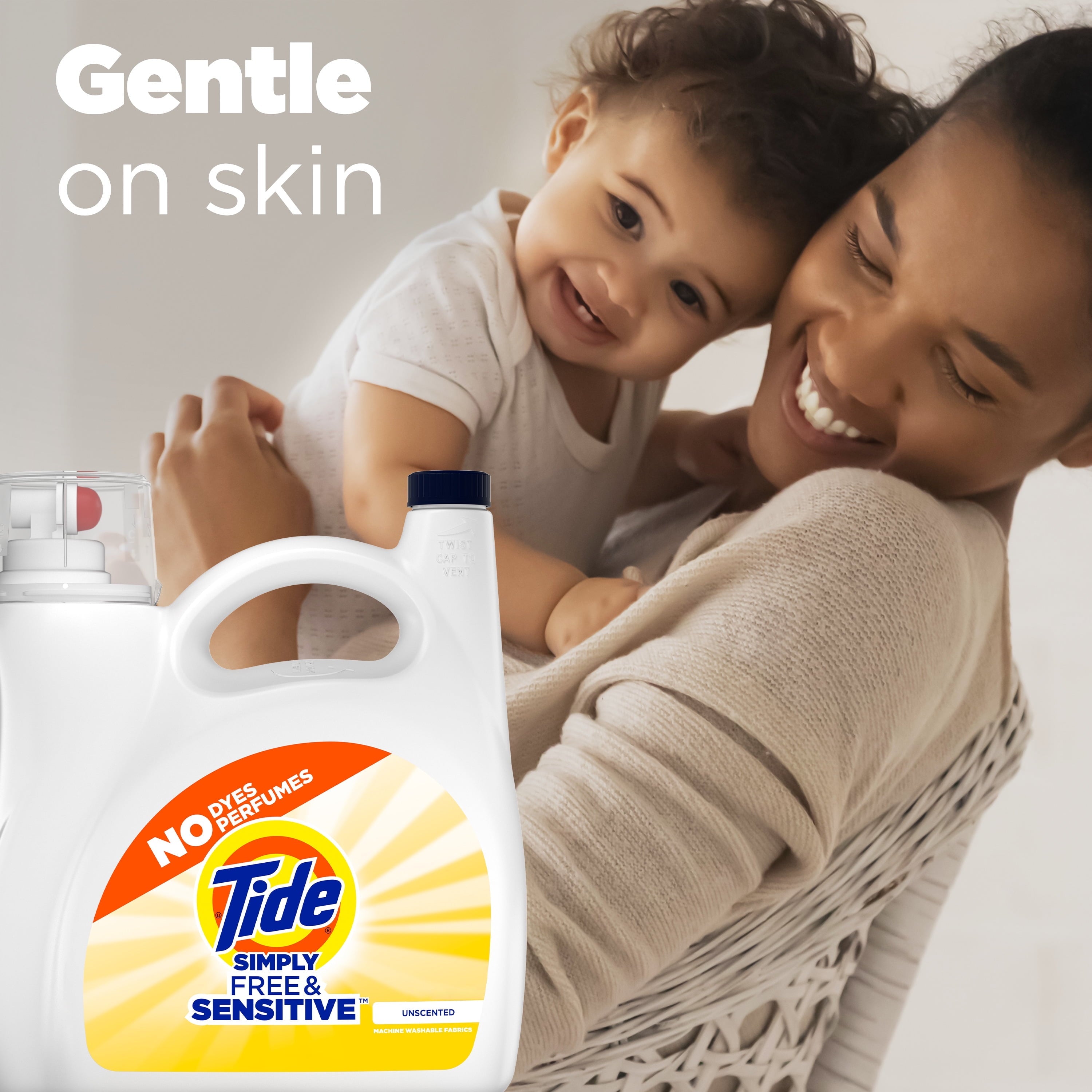 Tide Simply Liquid Laundry Detergent, Free & Sensitive, 128 fl oz, 89 Loads