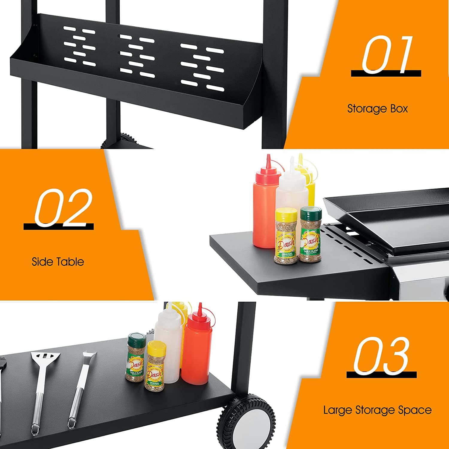 SUGIFT 3 Burner BBQ Propane Gas Grill, Stainless Steel 32,700 BTU Patio Garden Barbecue Grill, Black