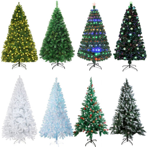 4/5/6/7FT Pre Lit Realistic Artificial Holiday Christmas Tree With Lights Decor