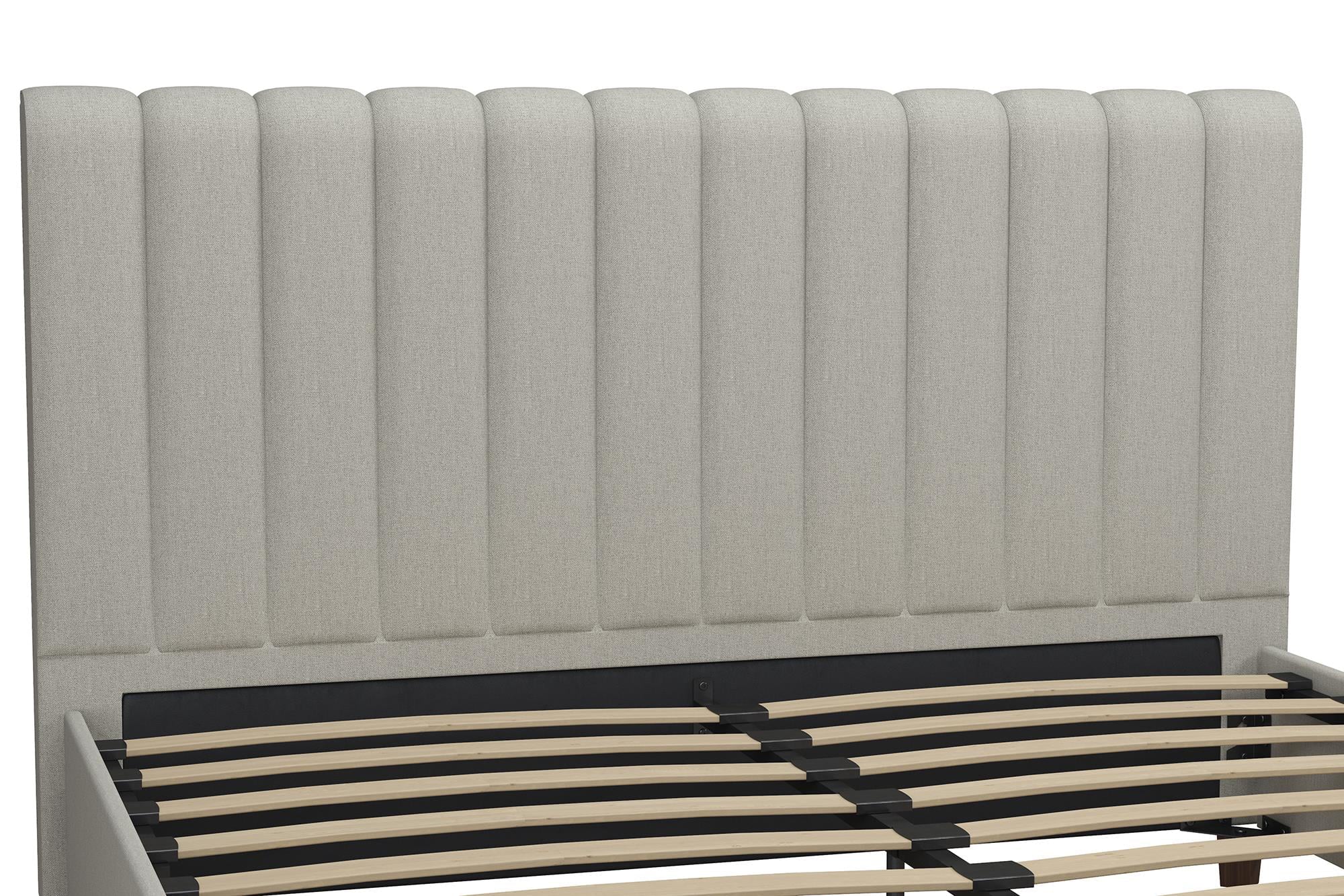 Novogratz Brittany Upholstered Bed, Queen, Gray Linen