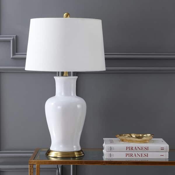 Julian 29 in. White/Gold Ceramic Table Lamp