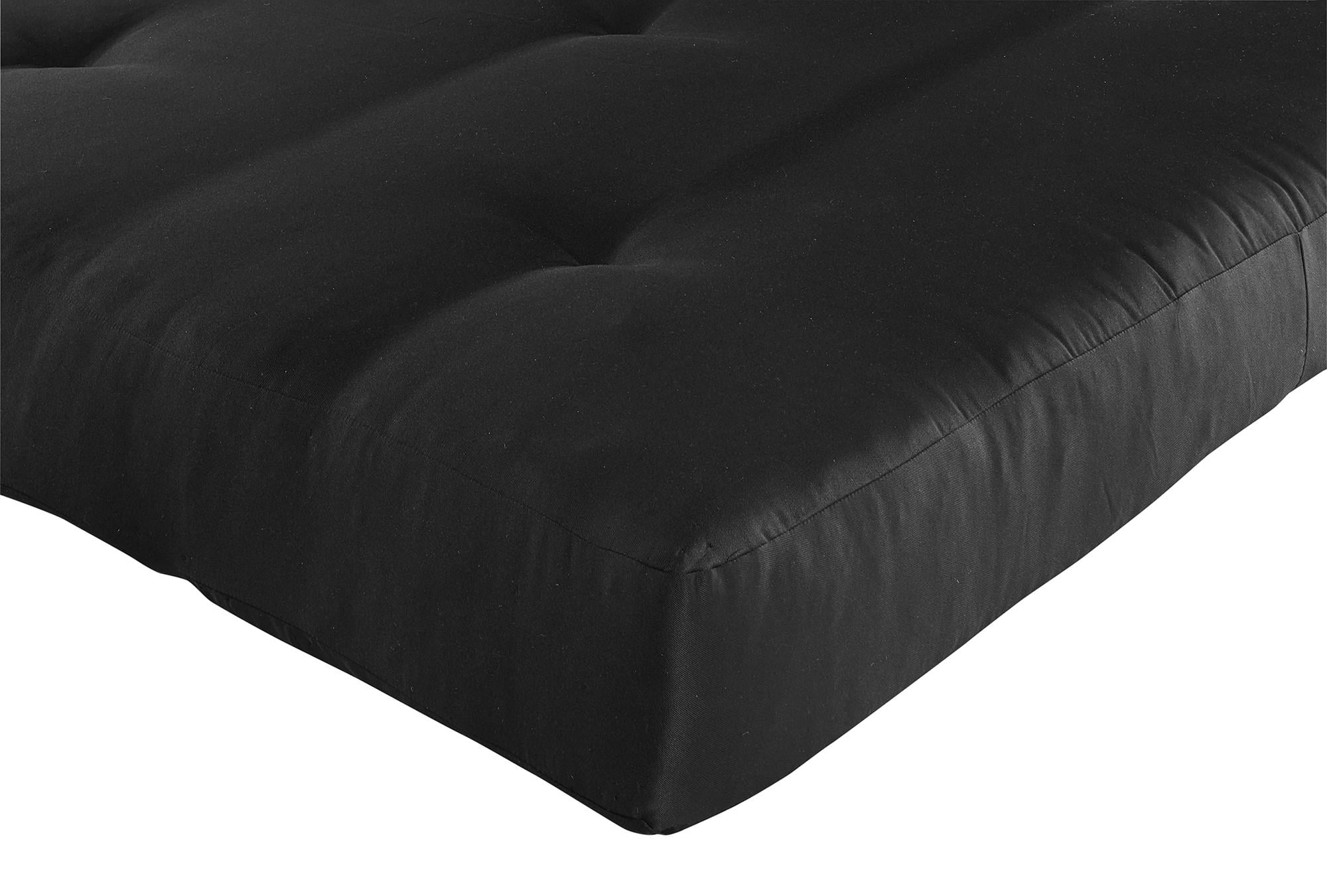 Mainstays 6 Inch Futon Mattress with Tufted Cover and Recycled Polyester Fill, Full, Black