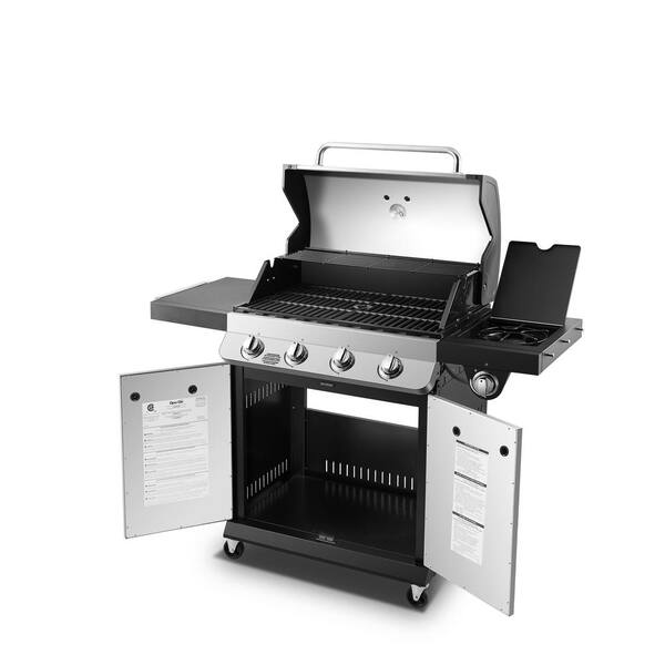 Premier 4-Burner Natural Gas Grill in Stainless Steel with Side Burner