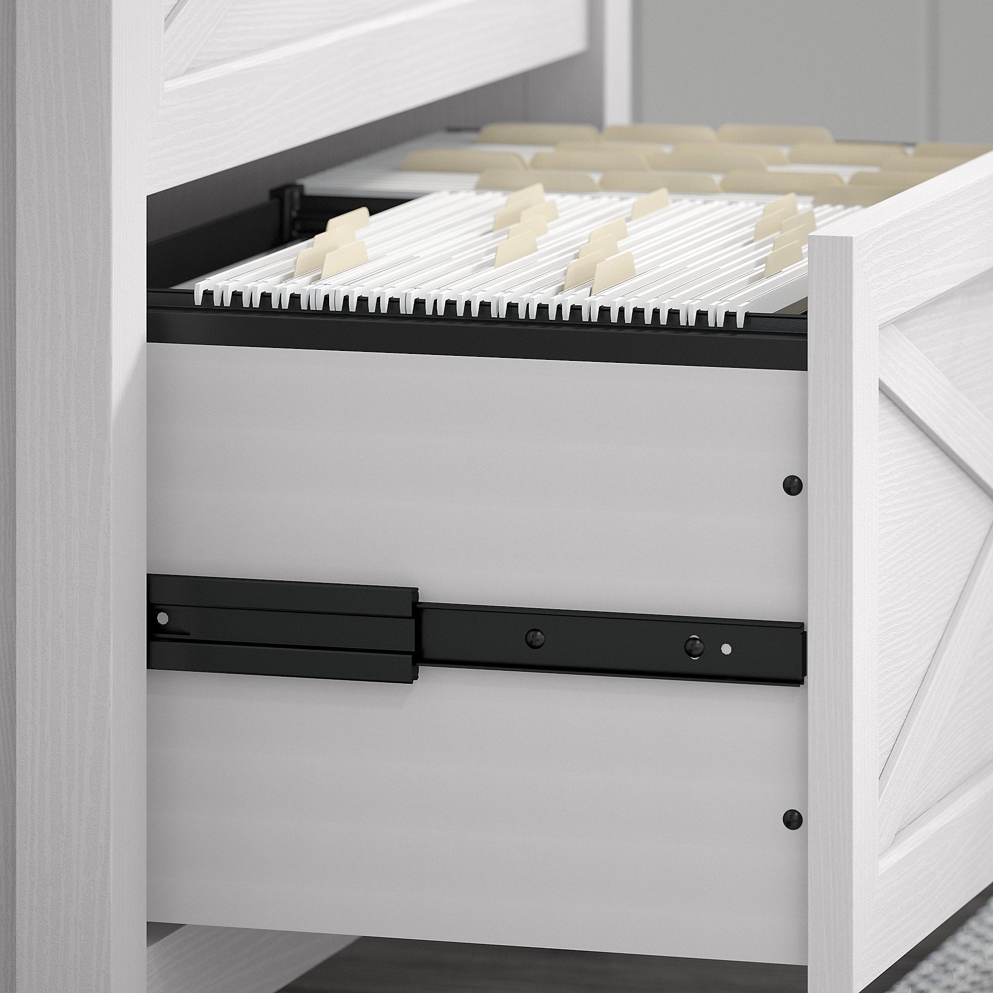 Bush Furniture Key West 2 Drawer Lateral File Cabinet in Pure White Oak