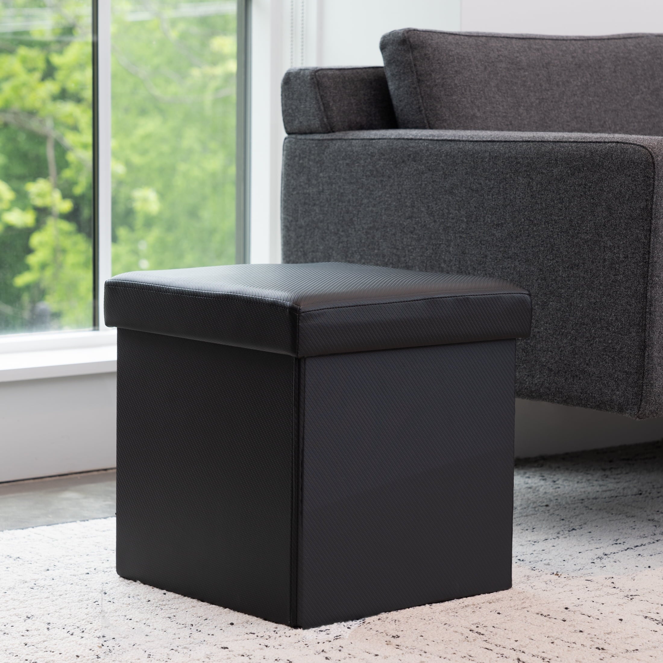 Mainstays Collapsible Storage Ottoman, Black
