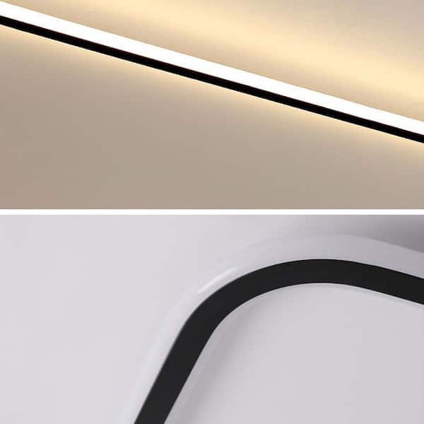 35.5 in. 1-Light White Modern Rectangular Shape Selectable LED Flush Mount Ceiling Light