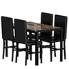Paproos Dining Table Set for 4, Modern 5-Piece Kitchen Table Set with Marble Top and Velvet Upholstery Chairs, Heavy Duty Dinette Sets for Breakfast Nook, Dining Room Table and Chairs, Gray