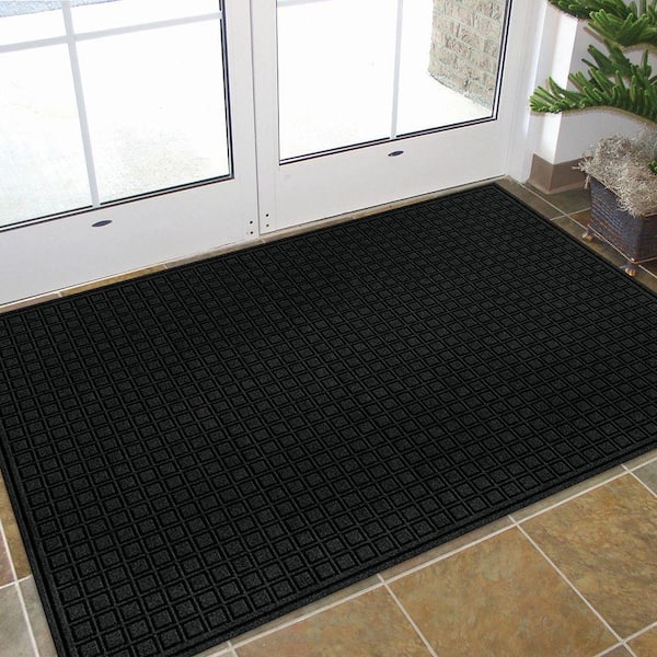 Black 48 in. x 72 in. Synthetic Fiber and Recycled Rubber Commercial Door Mat