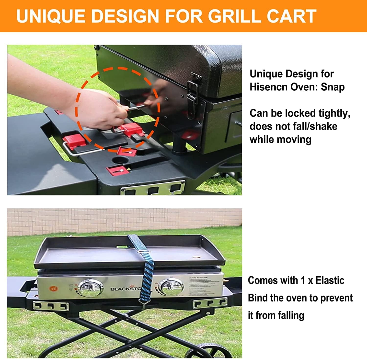 Hisencn Portable Grill Cart with Wheel for Weber Q1200, Q1000, Q2200, Q2000 Series, for Blackstone 17