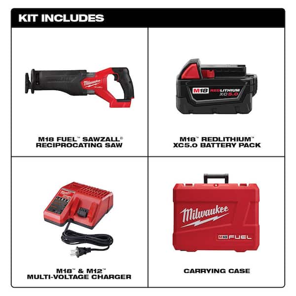 M18 FUEL 18V Lithium-Ion Brushless Cordless SAWZALL Reciprocating Saw Kit W/M18 FUEL Grinder