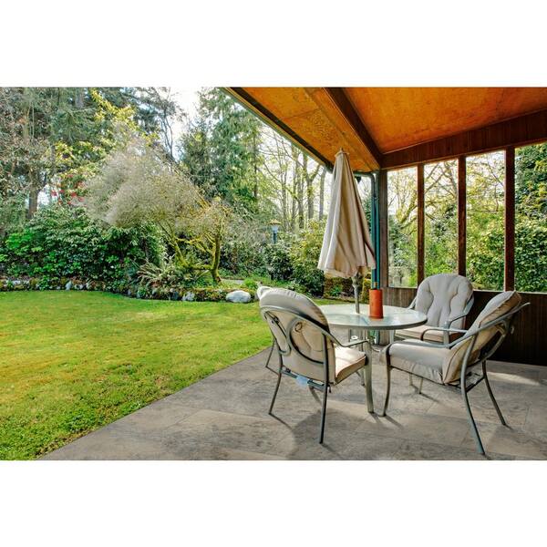 Take Home Tile Sample - 6 in. x 6 in. x 1.18 in. Silver Tumbled Travertine Paver Tile (0.25 sq. ft.)