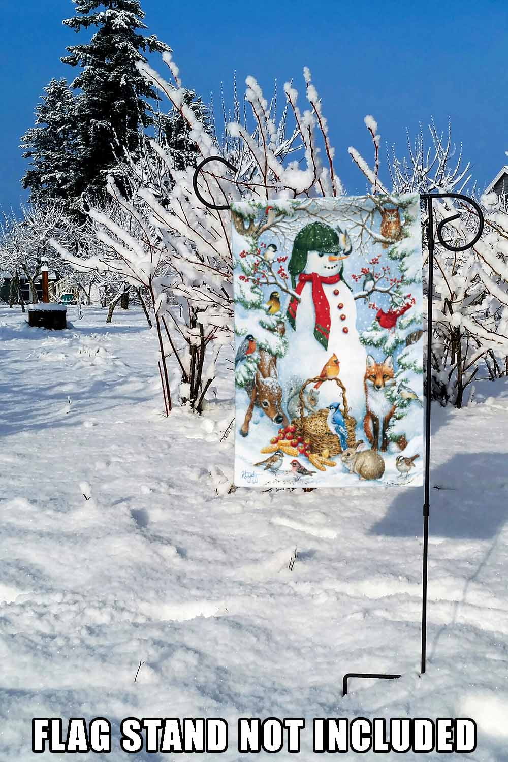 Toland Home Garden Woodland Snowman Winter Flag Double Sided 12x18 Inch