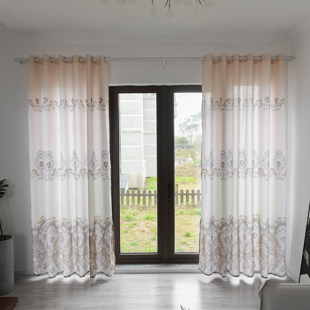 Home Deals!WQQZJJ Household Essentials Leaves Sheer Curtain Tulle Window Voile Drape Valance 1 Panel Fabric,Gifts On Clearance