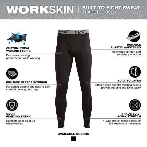 Men's X-Large Black Workskin Base Layer Pants