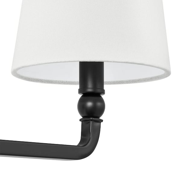 Canterwood 24.88 in. 3-Light Black Bathroom Vanity Light Fixture with Tapered Fabric Shades