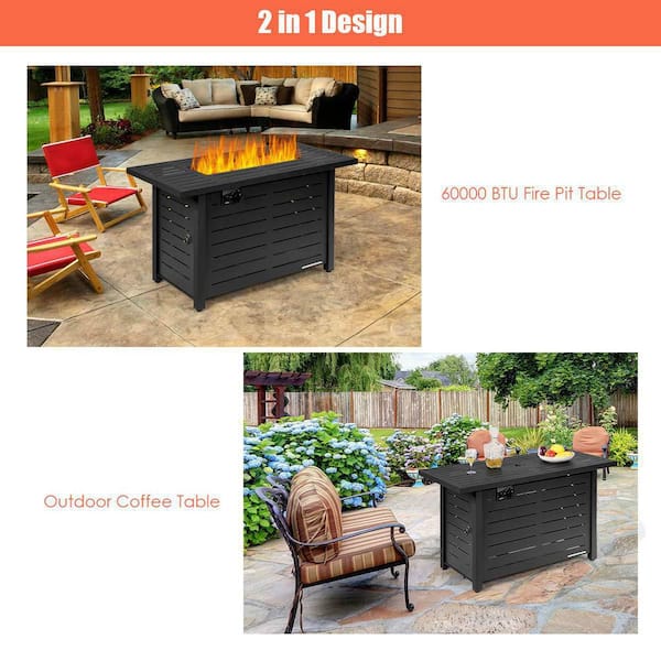 42 in. 60,000BTU Fire Pit Propane Gas Fire Pit Table Rectangular Tabletop