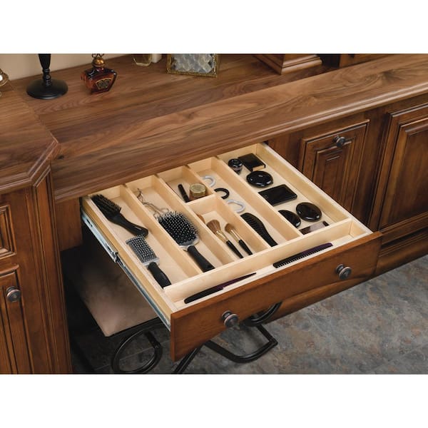 2.38 in. H x 24 in. W x 22 in. D Short Wood Cabinet Drawer Utility Tray Insert Utensil Holders